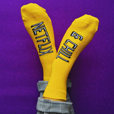 NETFLIX AND CHILL YELLOW SOCKS The Kroave